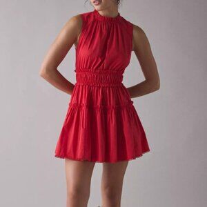 En Saison Payton Tiered Bow Tie-Back Mini Dress - Red